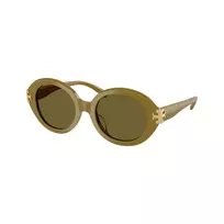 Tory Burch TY7210U moteriški katės akies formos akiniai nuo saulės, tamsaus havano rėmelis, rudi gradientiniai stiklai, 53-18-145 mm, UV apsauga TY7210U201073
