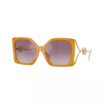 Versace VE4502U55376X moteriški katės akies formos akiniai nuo saulės, permatomo rausvo rėmelio, tamsiai pilki lęšiai, 58/16/130 mm