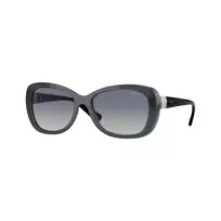 Vogue VO2943SB31324 moteriški katės akies formos akiniai nuo saulės, permatomo rausvo rėmelio, rausvi veidrodiniai lęšiai, 55 mm