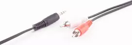 SHIVERPEAKS BASIC-S garso kabelis, 2x RCA male į 3,5 mm jack male, 5,0 m, stereo, juodas, Polybag BS30832-5