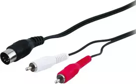 Wentronic AVK 114-150 1,5 m 5 kontaktų DIN į 2x RCA male garso kabelis - juodas 50014