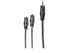 shiverpeaks BASIC-S Audio Y-Adapter Cable, 3.5mm Stereo Plug to 2x 3.5mm Stereo Sockets, 0.2m, Black BS30761