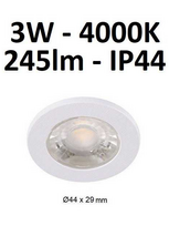 LED šviestuvas į pakalimą 3W - 4000K - IP44 baltas