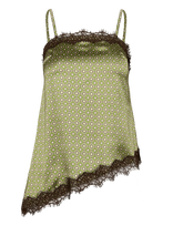 Topshop - Tsdenija Lace Trim Cami Wvn - Marškinėliai be rankovių - Chaki spalva
