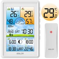 Belaidė meteorologinė stotelė Baldr BD-906 su spalvotu ekranu, balta