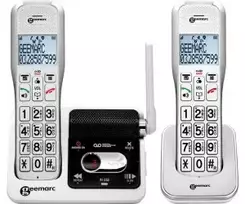 Geemarc AMPLIDECT 595-2 U.L.E Duo belaidis telefonas su 2 rageliais - bazinė stotis - įkrovimo stotelė