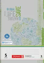 BRUNNEN Mokyklinis sąsiuvinis Recycling Line A4 languotas 5x5 mm be paraštės 16 lapų 32 puslapiai 70 g/m² 100% perdirbtas popierius Blue Angel