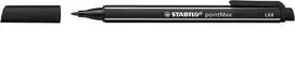 STABILO pointMax Flomasteris - Juodas - Vidutinis - 0,8 mm - Apvalus - Vandens Pagrindu - Nailono Antgalis