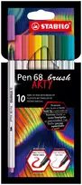 STABILO Pen 68 Brush ARTY Edition Brush Pen Set - 10 Assorted Colors in Cardboard Case