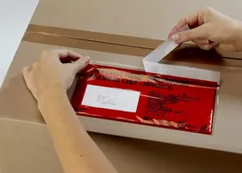 Vereinigte Papierwarenfabriken Docufix Lipnus dokumentų maišelis DL Pristatymo raštas/Sąskaita faktūra Raudonas/Skaidrus Pakuotė po 1000