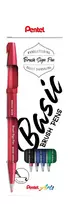 Pentel Sign Brush Pen rinkinys 4 spalvų – juoda, raudona, mėlyna, žalia