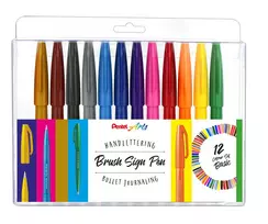 Pentel 12 SES15-12 Brush Pen rinkinys, įvairių spalvų
