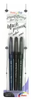 Pentel Arts Sign Pen Brush Calligraphy Pen Set Black 3-Pack