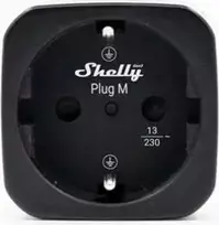 Shelly Plug M Gen3 juodas išmanusis kištukas su energijos stebėjimu, 13A, Wi-Fi ir Bluetooth
