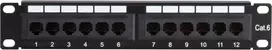 DSIT DS-10Patch6-12UTP 10 colių 12 prievadų UTP CAT6 skydelis, 1U montavimui į stelažą, juodos spalvos
