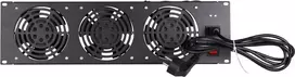 DSIT DS-FAN3FRONT 3U važiuoklės ventiliatorių blokas su 3 ventiliatoriais 19 colių stelažams, juodas