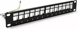 DSIT DS10-Patch-12STP 10 colių STP Keystone skydelis, 12 prievadų, ekranuotas, 1U, juodas