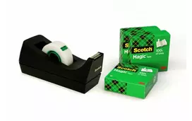 3M Scotch C38 juodas juostos dozatorius su 4 ritinėliais 810 Magic Tape 19 mm x 33 m C38SM4S