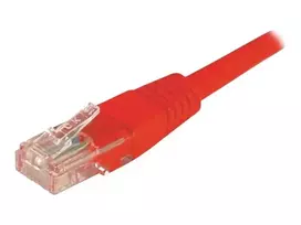 EXERTIS CONNECT Cat6 U/UTP komutacinis kabelis, RJ45, raudonas, 2 m, su fiksatoriaus apsauga 243720