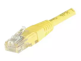 EXERTIS CONNECT Cat6 U/UTP varinis komutacinis kabelis, 0,5 m, geltonas, su apsauginiais fiksatoriais RJ45 EXC245700