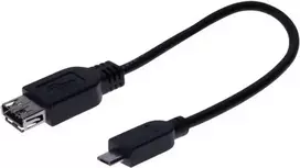 EXERTIS CONNECT Micro USB OTG adapterio kabelis, USB-A (moteriška) į Micro-B (vyriška), 0,15 m, juodas 532416