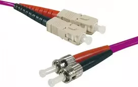 EXERTIS CONNECT OM4 optinis komutacinis kabelis, 50/125 µm, 2x ST į SC Duplex, Erika-violet, 1 m, UPC 392821