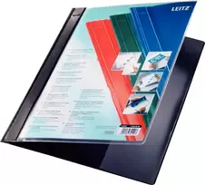 LEITZ Exquisit prezentaciniai segtuvai su priekine kišene, A4 padidinto formato, PVC kietoji plėvelė, juodas, permatomas viršelis 4193-00-95