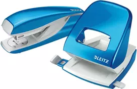 LEITZ Nexxt WOW segiklis ir skylamušis, rinkinys, metalinės mėlynos spalvos, 30 lapų, blisteris 5095-10-36