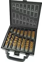 Brüder Mannesmann M54399 HSS metalo spiralinių grąžtų rinkinys, 99 dalių, TiN danga, cilindrinis kotas