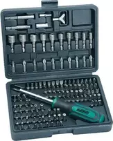 BRÜDER MANNESMANN 122 dalių atsuktuvų ir antgalių rinkinys plastikiniame dėkle, chromo-vanadžio plieno antgaliai, 1/4 inch šešiakampė mova, ergonomiškos rankenos, magnetinis antgalių laikiklis, DIN standartas M29896