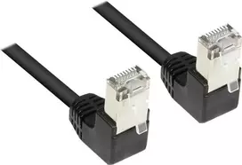 Good Connections Cat 5e F/UTP tinklo kabelis, 3m, juodas, 90° kampu žemyn nukreipti RJ45 jungtys 805S-030WI