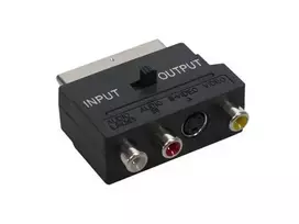 GoodConnections Alcasa 5525-3CU SCART į 3x RCA + S-Video adapteris su krypties jungikliu, juodas