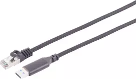 S CONN MAXIMUM CONNECTIVITY USB-A į RJ45 Gigabit Ethernet adapterio kabelis, 2m, aliuminis, juodas 14-52035