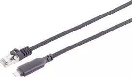 S CONN MAXIMUM CONNECTIVITY USB-C į RJ45 Gigabit Ethernet tinklo adapterio kabelis, 1,5 m, aliuminis, juodas (14-51155)