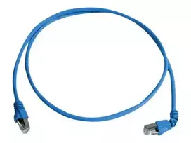 Telegärtner S/FTP Cat 6A komutacinis kabelis, PiMF, 1,0 m, mėlynas, vienas kampuotas RJ45, LSZH, 10Gbps L00000A0198