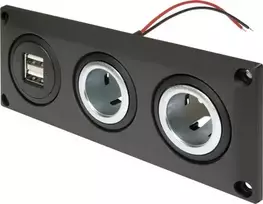 ProCar 67326500 įleidžiamas 12V/24V maitinimo lizdas su USB įkrovimo prievadu, DIN/ISO 4165, 16A/8A, 5V/2.1A, juodas