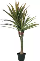 EUROPALMS Dracena dirbtinis augalas, 120 cm, natūralaus medžio kamienas, žali tekstilės lapai, juodas plastikinis vazonas 82505779