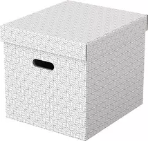 LEITZ Home Cube 3 dėžių rinkinys, baltos spalvos, 100% perdirbto gofruoto kartono, nuimamas dangtis 628288