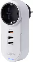 Sygonix SY-4512994 Schuko kištukinis adapteris su 2 USB įkrovimo prievadais, baltas