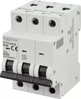 Sygonix SY-6441086 SYG-MCB 3P C20 6kA miniatiūrinis grandinės pertraukiklis, 3 polių, 20 A, 415 V AC, C charakteristika, 6 kA, DIN bėgelis