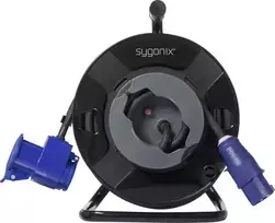 Sygonix SY-6684366 kabelio ritė juoda CEE kemperio kištukas 25m H07RN-F 3G2.5