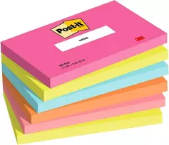 3M Post-it Notes 655-6-POP lipnūs lapeliai, 127 x 76 mm, Powerpink, 100 lapelių, perklijuojami