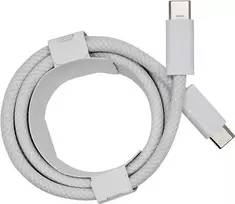 PowerRay USB-C į USB-C 240W nailono pinto kabelis, 2m, baltas, pakuotėje