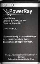 PowerRay PR-BL4C 890 mAh Li-ion baterija Nokia 6300, didmeninė pakuotė