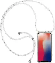 CYOO kaklo pakabukas su rankenos dirželiu, skirtas Apple iPhone 12 Pro Max (6,7 inch) - baltas silikonas CY122107