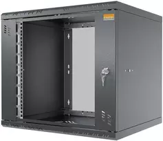 IT-BUDGET 19 inch sieninis spintos TAUNUS 9U 450mm gylio stiklinėmis durelėmis, rakinama, juoda (90ITB19945GS)