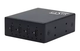 EXSYS EX-12274HMS USB 3.2 Gen 2x1 4 prievadų pramoninis metalinis šakotuvas, 10Gbps, 15KV ESD, sieninis/DIN bėgio montavimas