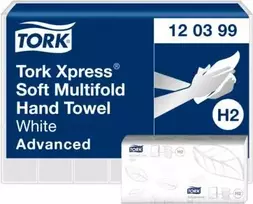 TORK Xpress H2 Advanced daugiasluoksnės rankšluosčių popieriaus servetėlės, 2 sluoksnių, baltos, 2850 lapų (120399)