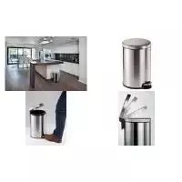 DURABLE pedalų šiukšlių dėžė nerūdijantis plienas 20L apvali, 3 vienetų rinkinys 340223
