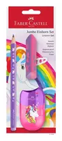 Faber-Castell Unicorn Jumbo rašymo rinkinys, violetinis, 3 dalys, 3 mm švinas, ergonomiška trikampė rankena 111528